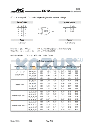 EO12 datasheet - EO12 is a 2-input EXCLUSIVE-OR (XOR) gate with 2x drive strength