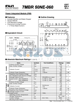 7MBR50NE-060 datasheet - Power Integrated Module (PIM)