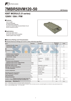 7MBR50VM120-50 datasheet - IGBT MODULE