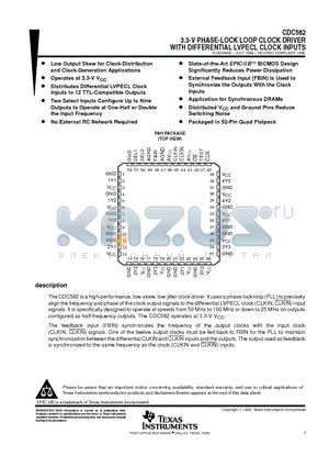CDC582 datasheet - 3.3-V PHASE-LOCK LOOP CLOCK DRIVER WITH DIFFERENTIAL LVPECL CLOCK INPUTS