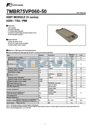 7MBR75VP060-50 datasheet - IGBT MODULE