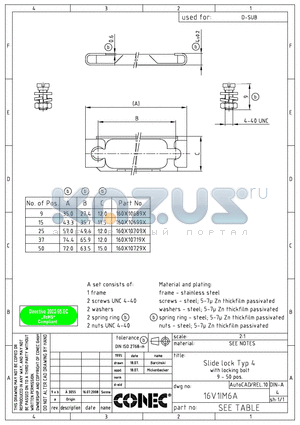 160X10689X datasheet - SLIDE LOCK TYP 4 WITH LOCKING BOLT 9-50 POS