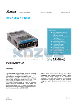EOE11010120 datasheet - Panel Mount Power Supply 24V 100W 1 Phase