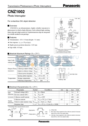 CNZ1002 datasheet - Photo Interrupter