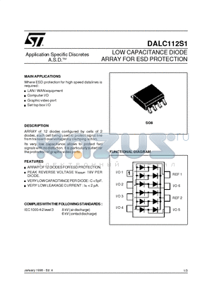 DALC112S1 datasheet - LOW CAPACITANCE DIODE ARRAY FOR ESD PROTECTION