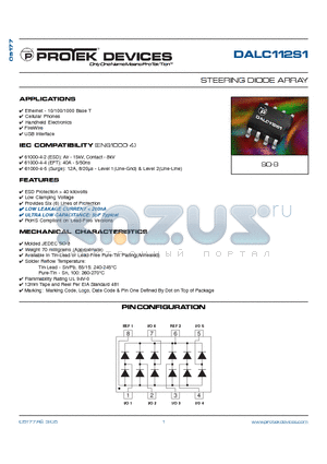 DALC112S1 datasheet - STEERING DIODE ARRAY