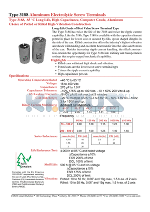 3188BC123U040APA1 datasheet - Aluminum Electrolytic Screw Terminals