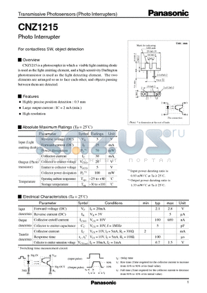 CNZ1215 datasheet - Photo Interrupter
