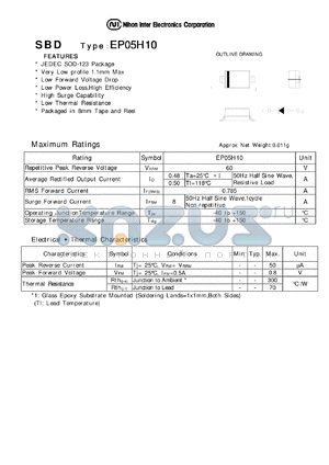 EP05H10 datasheet - SBD JEDEC SOD -123l