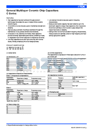 C1005SL1A182J datasheet - General Multilayer Ceramic Chip Capacitors