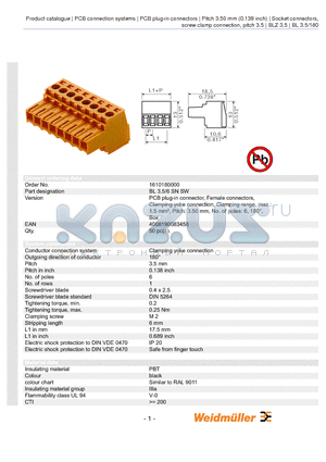 1610180000 datasheet - BL 3.5/6 SN SW