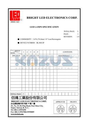 BL-R413P datasheet - 3.6x6.3x6.8mm 1.0