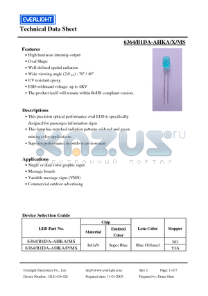 B1DA datasheet - This precision optical performance oval LED is specifically designed for passenger information signs