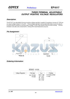 EP1017 datasheet - THREE-TERMINAL ADJUSTABLE OUTPUT POSITIVE VOLTAGE REGULATORS