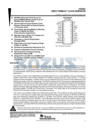 CDC925 datasheet - DIRECT RAMBUSE CLOCK GENERATOR