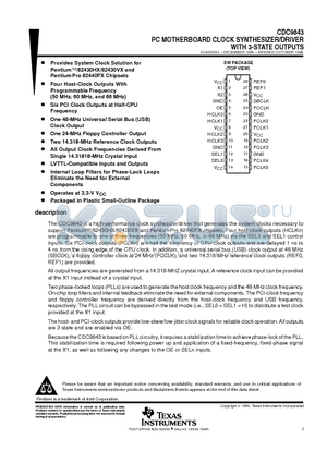 CDC9843 datasheet - PC MOTHERBOARD CLOCK SYNTHESIZER/DRIVER WITH 3-STATE OUTPUTS