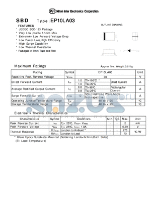 EP10LA03 datasheet - SBD JEDEC SOD PACKAGE