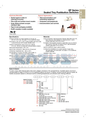 EP11D1ABE datasheet - Sealed Tiny Pushbutton Switches