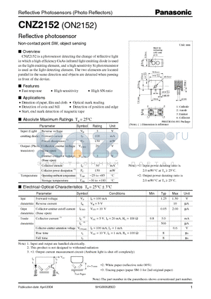 CNZ2152 datasheet - Reflective photosensor