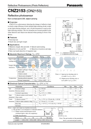 CNZ2153 datasheet - Reflective Photosensor