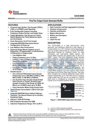 CDCE18005RGZR datasheet - Five/Ten Output Clock Generator/Buffer