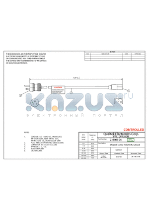 233085-06 datasheet - POWER CORD HOSPITAL GRADE