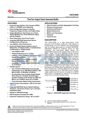 CDCE18005RGZT datasheet - Five/Ten Output Clock Generator/Buffer