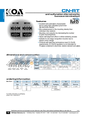 CNZ2B4RTTD103J datasheet - anti sulfuration chip networks (concave termination)