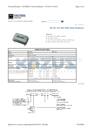 CO-431 datasheet - Helping Customers Innovate, Improve & Grow