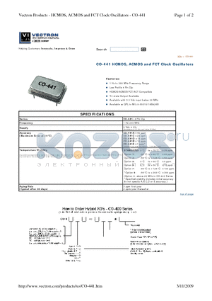 CO-441 datasheet - CO-441 HCMOS, ACMOS and FCT Clock Oscillators
