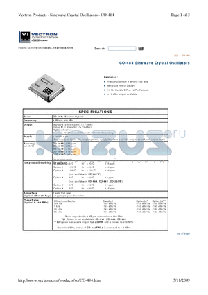 CO-484 datasheet - Helping Customers Innovate, Improve & Grow