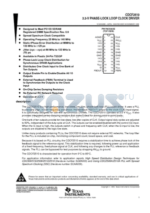 CDCF2510 datasheet - 3.3-V PHASE-LOCK LOOP CLOCK DRIVER