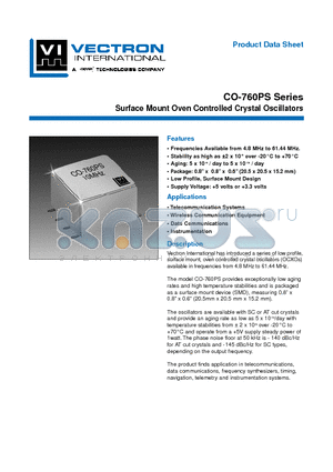 CO-760PS datasheet - Surface Mount Oven Controlled Crystal Oscillators