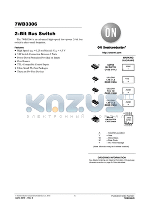 7WB3306CMX1TCG datasheet - 2-Bit Bus Switch