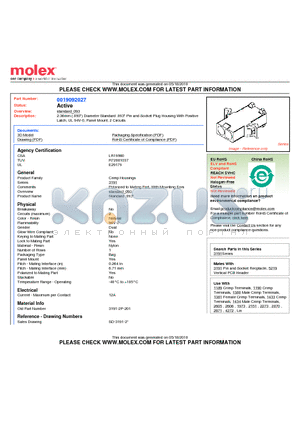 3191-2P-201 datasheet - 2.36mm (.093) Diameter Standard .093 Pin and Socket Plug Housing With Positive Latch, UL 94V-0, Panel Mount, 2 Circuits