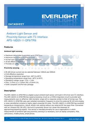 APS-16D25-11-DF8-TR8 datasheet - Ambient light sensing