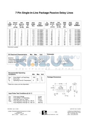 EP120664 datasheet - 7 Pin Single-in-Line Package Passive Delay Lines