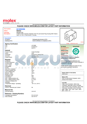 3191-9P datasheet - 2.36mm (.093) Diameter Standard .093 Pin and Socket Plug Housing With Positive Latch, UL 94V-2, Panel Mount, 9 Circuits