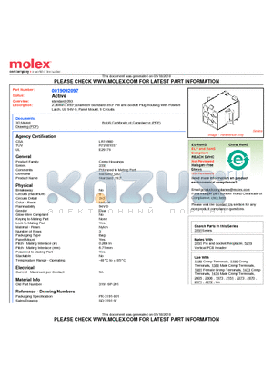 3191-9P-201 datasheet - 2.36mm (.093) Diameter Standard .093 Pin and Socket Plug Housing With Positive Latch, UL 94V-0, Panel Mount, 9 Circuits