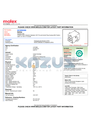 3191-9P1 datasheet - 2.36mm (.093) Diameter Standard .093 Pin and Socket Plug Housing With Positive Latch, UL 94V-2, 9 Circuits