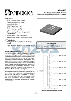 APS3626RS34Q1 datasheet - Six-way Active Power Splitter