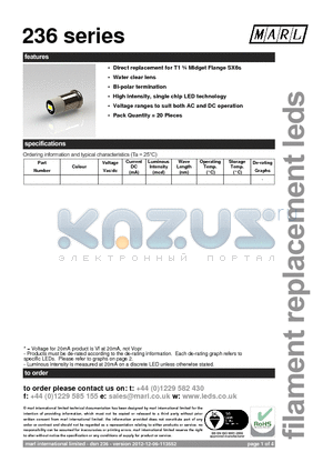 236-038-98 datasheet - Direct replacement for T1 n Midget Flange SX6s