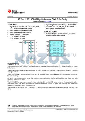 CDCLVC1108 datasheet - 3.3 V and 2.5 V LVCMOS High-Performance Clock Buffer Family