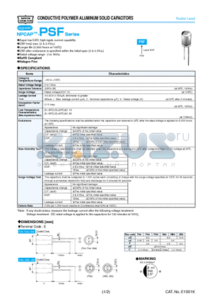 APSF160ESS101MF05S datasheet - CONDUCTIVE POLYMER ALUMINUM SOLID CAPACITORS