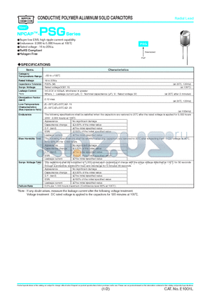 APSG160E561MHB5S datasheet - CONDUCTIVE POLYMER ALUMINUM SOLID CAPACITORS