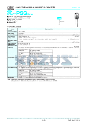 APSG200E121MF05S datasheet - CONDUCTIVE POLYMER ALUMINUM SOLID CAPACITORS