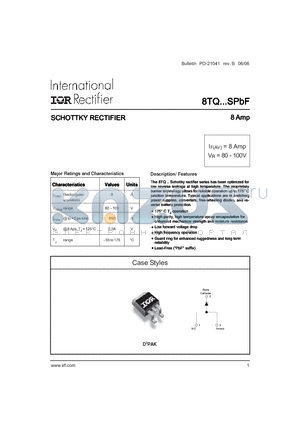 8TQ100S datasheet - SCHOTTKY RECTIFIER 8 Amp