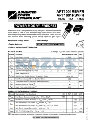 APT1001RSVFR datasheet - POWER MOS V FREDFET