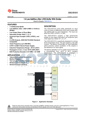 CDCLVD1213 datasheet - 1:4 Low Additive Jitter LVDS Buffer With Divider