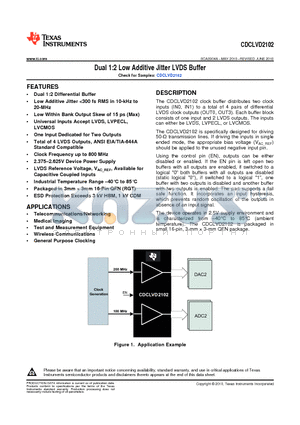 CDCLVD2102RGTR datasheet - Dual 1:2 Low Additive Jitter LVDS Buffer